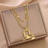 Wholesale Titanium Steel Women's Geometric Clavicle Chain Necklace With Electroplating Design