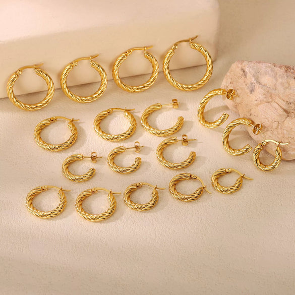 Wholesale Titanium Steel Women's Geometric Earrings Fashion Elegant Stereo Highend Polish Style