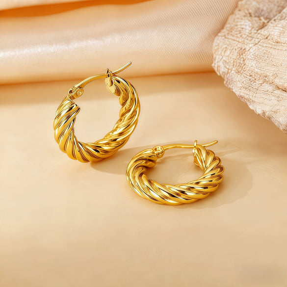 Wholesale Titanium Steel Women's Geometric Earrings Fashion Elegant Stereo Highend Polish Style