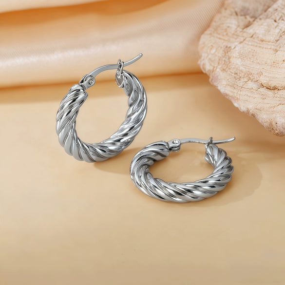 Wholesale Titanium Steel Women's Geometric Earrings Fashion Elegant Stereo Highend Polish Style