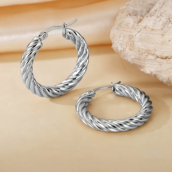 Wholesale Titanium Steel Women's Geometric Earrings Fashion Elegant Stereo Highend Polish Style