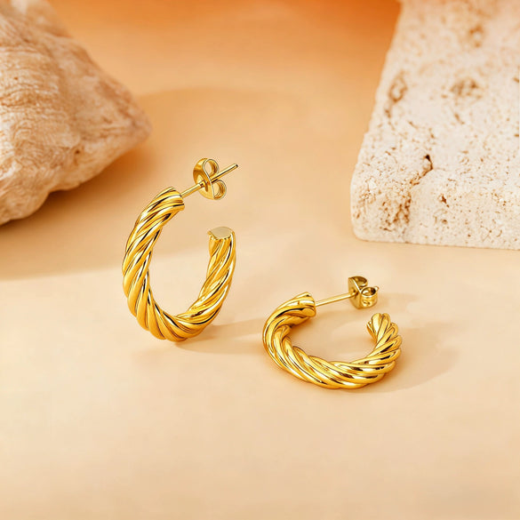 Wholesale Titanium Steel Women's Geometric Earrings Fashion Elegant Stereo Highend Polish Style