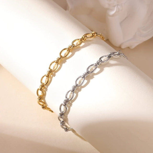 Wholesale Titanium Steel Women's Geometric Handwoven Electroplated Nonfading Bracelet