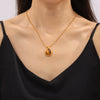 Wholesale 316L Stainless Steel Women's Geometric Pendant Necklaces Retro Fashion