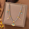 Wholesale Titanium Steel Women's Geometric Retro Necklace With Electroplating O Word Chain