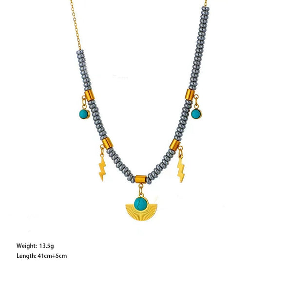 Wholesale Titanium Steel Women's Geometric Retro Necklace With Electroplating O Word Chain