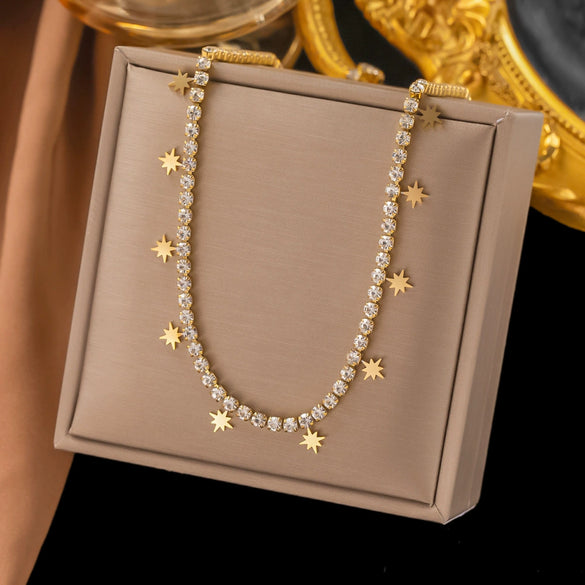 Wholesale Titanium Steel Women's Geometric Retro Necklace With Electroplating O Word Chain