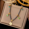 Wholesale Titanium Steel Women's Geometric Retro Necklace With Electroplating O Word Chain