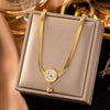 Wholesale Titanium Steel Women's Geometric Retro Necklace With Electroplating O Word Chain