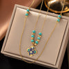 Wholesale Titanium Steel Women's Geometric Retro Necklace With Electroplating O Word Chain