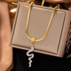Wholesale Titanium Steel Women's Geometric Retro Necklace With Electroplating O Word Chain