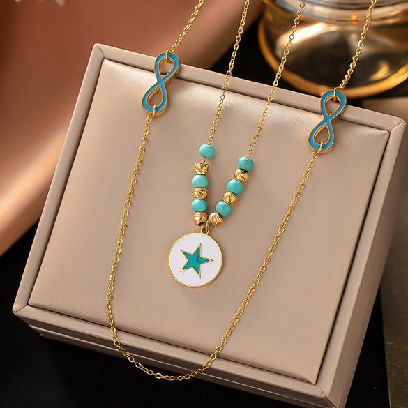 Wholesale Titanium Steel Women's Geometric Retro Necklace With Electroplating O Word Chain