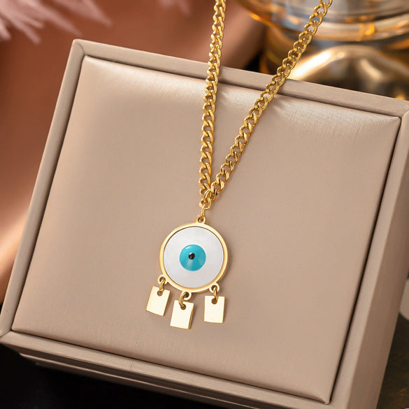 Wholesale Titanium Steel Women's Geometric Retro Necklace With Electroplating O Word Chain