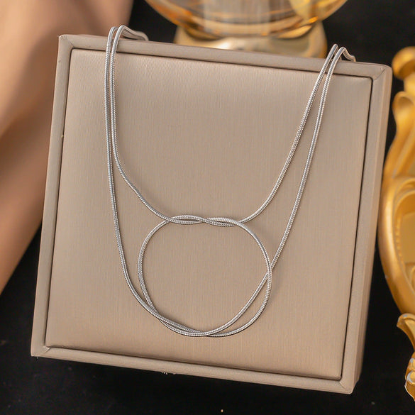 Wholesale Titanium Steel Women's Geometric Retro Necklace With Electroplating O Word Chain