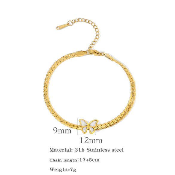 Wholesale Titanium Steel Women's Geometric Threedimensional Butterfly Electroplated Bracelet