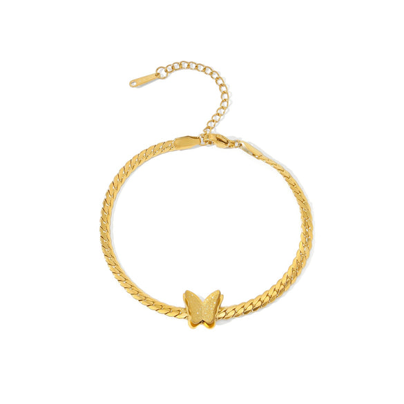 Wholesale Titanium Steel Women's Geometric Threedimensional Butterfly Electroplated Bracelet
