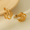 Wholesale Titanium Steel Women's Geometric Threeline Cshaped Electroplated Earrings