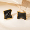 Wholesale Titanium Steel Women's Geometric U Shape Irregular Square Electroplated Earrings