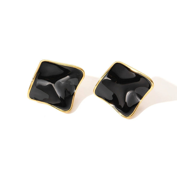 Wholesale Titanium Steel Women's Geometric U Shape Irregular Square Electroplated Earrings