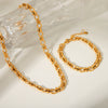Wholesale Titanium Steel Women's Handmade Geometric Style Necklace With Colorfree Bracelet