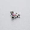 Wholesale Titanium Steel Women's Heart Shape Pink Zircon Butterfly Screw Ear Nail With Fairy Style