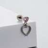 Wholesale Titanium Steel Women's Heart Shape Pink Zircon Butterfly Screw Ear Nail With Fairy Style