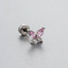 Wholesale Titanium Steel Women's Heart Shape Pink Zircon Butterfly Screw Ear Nail With Fairy Style