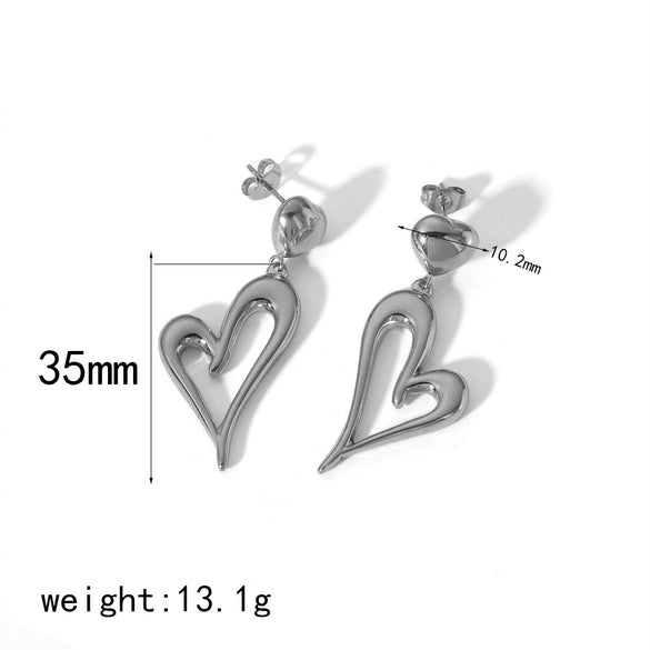 Wholesale Titanium Steel Women's Heart Shaped High Sense Earrings
