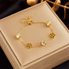 Wholesale Titanium Steel Women's Hollow Flower Jewelry Bracelet With Electroplating Treatment