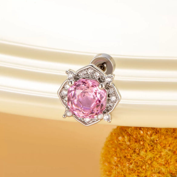 Wholesale Titanium Steel Women's Inlaid Zircon Flower Style Ear Nails