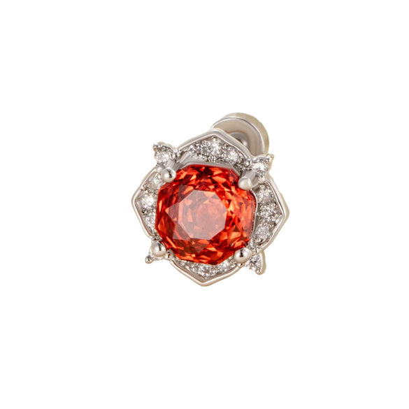 Wholesale Titanium Steel Women's Inlaid Zircon Flower Style Ear Nails