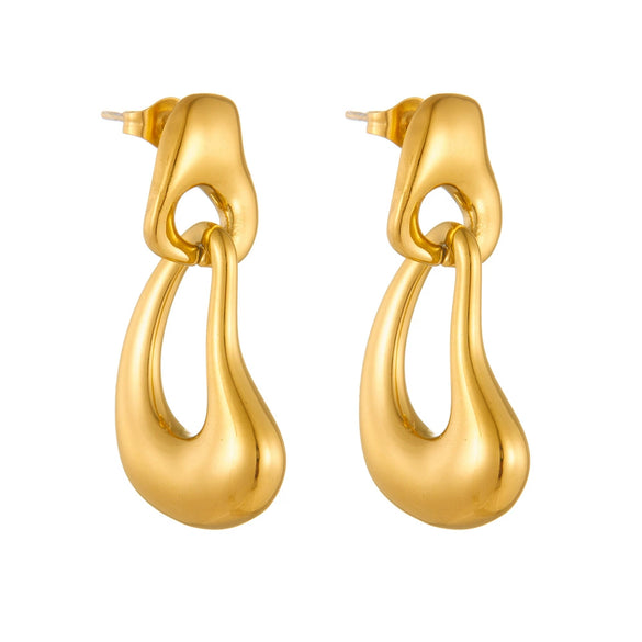 Wholesale Titanium Steel Women's Irregular Double Ring Heart Geometric Joker Style Waterproof Nonfading Earrings