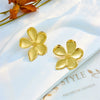 Wholesale Titanium Steel Women's Irregular Fivepetal Flower Electroplated Ear Stud Jewelry Accessories