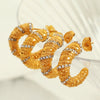 Wholesale 316L Stainless Steel Women's Jewelry Electroplated C Type Hemp Pattern Diamond Earrings