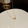 Wholesale Titanium Steel Women's Light Luxury Geometric Bow Necklace With Electroplating