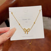Wholesale Titanium Steel Women's Light Luxury Geometric Bow Necklace With Electroplating