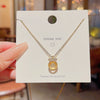Wholesale Titanium Steel Women's Light Luxury Geometric Bow Necklace With Electroplating