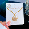 Wholesale Titanium Steel Women's Light Luxury Geometric Cat's Eye Flower Transparent Real Gold Necklace Accessories