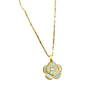 Wholesale Titanium Steel Women's Light Luxury Geometric Cat's Eye Flower Transparent Real Gold Necklace Accessories