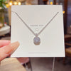 Wholesale Titanium Steel Women's Light Luxury Geometric Pendant Necklace With Electroplating And Mixed Gemstone Setting And Cross Chain