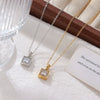 Wholesale Titanium Steel Women's Light Luxury Geometric Square Pendant Necklace Electroplated