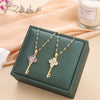 Wholesale Titanium Steel Women's Light Luxury Geometric Twisted Chain Necklace With Mixed Gem Inlay And Electroplating