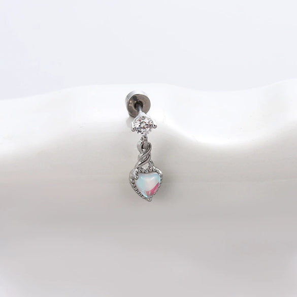 Wholesale Titanium Steel Women's Minimalist Heart Shape Electroplated Ear Nails