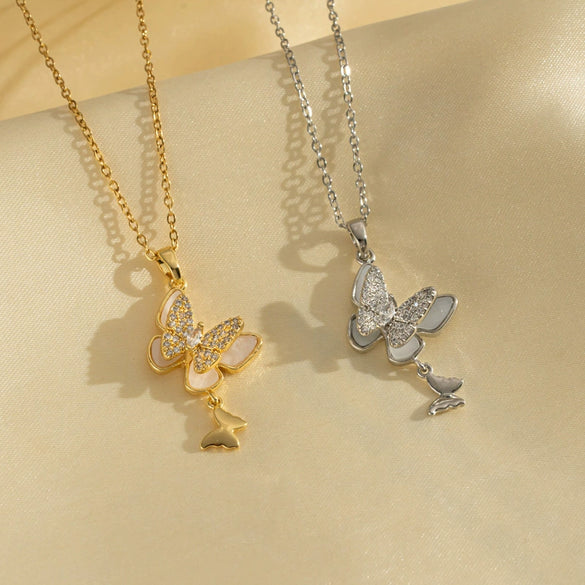 Wholesale Titanium Steel Women's Necklace With Bow Pattern And Electroplating Treatment