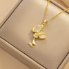 Wholesale Titanium Steel Women's Necklace With Bow Pattern And Electroplating Treatment