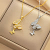 Wholesale Titanium Steel Women's Necklace With Bow Pattern And Electroplating Treatment