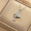 Wholesale Titanium Steel Women's Necklace With Bow Pattern And Electroplating Treatment