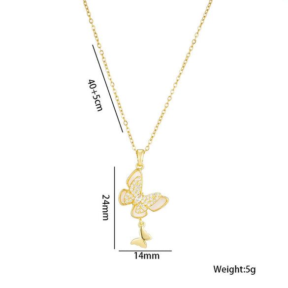 Wholesale Titanium Steel Women's Necklace With Bow Pattern And Electroplating Treatment