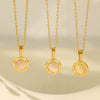 Wholesale 316L Stainless Steel Women's Necklace With Geometric Cat's Eye Pendant And Electroplating Treatment