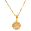 Wholesale 316L Stainless Steel Women's Necklace With Geometric Cat's Eye Pendant And Electroplating Treatment